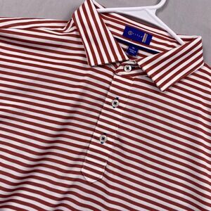 Stitch Golf Polo Shirt Mens XL Red White Striped Stretch Martin Marietta